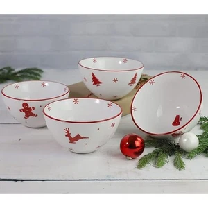 Euro Ceramica - Colección Winterfest Cuencos de Navidad (Juego de 4) - Imagen 1 de 10