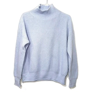 Suéter Blanco + Warren Mezcla de Cachemira Waffle Cuello Simulado - Azul Polvo S - Imagen 1 de 5