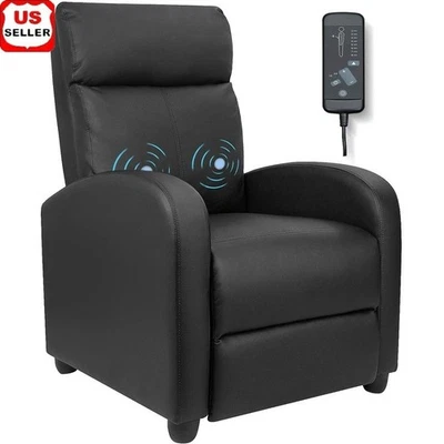 Silla de masaje reclinable de cine en casa asiento acolchado de cuero sintético reposapiés ajustable Foto 1 de 4