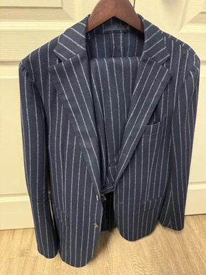 Suit Supply 海军蓝细条纹羊毛 2 件 38 修身 — 第 1/4 张图片