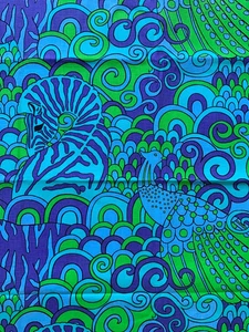 NEW Vintage MOD Pop Art 1970s Neon Purple Blue Green Animal Print FABRIC - 2 Yds - Picture 1 of 9