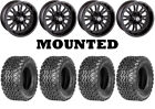 Kit 4 Otr 350 Mag Tires 25X10-12 On Moose 399X Matte Black Wheels 550