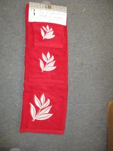  3-Piece 100% Cotton Embroidered Towel Set RED B AND WHITE DESIGN BEAUTIFUL  - Picture 1 of 2