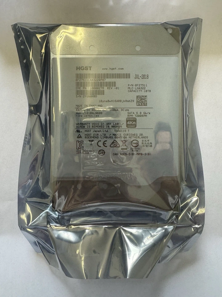 HGST Ultrastar He10 10TB HDD 6GB/s SATA 7200 RPM 3.5" 4KN HUH721010ALN600 - Image 1 of 1