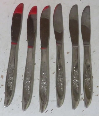 Cuchillo de colección de 6 piezas Silhouette cubiertos de acero inoxidable diseño rosa Japón usado Foto 1 de 4