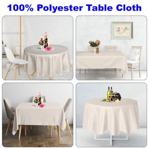 Ivory Table Cover Cloth Polyester Round Rectangle Square Tablecloths for Wedding - Picture 1 of 13
