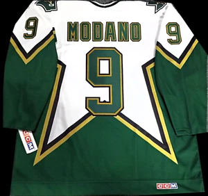 VINTAGE-NWT-SM MIKE MODANO DALLAS STARS ROAD/WHT NHL LICENSED CCM HOCKEY JERSEY - Picture 1 of 11