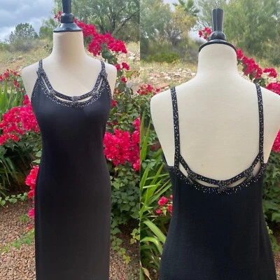 Maxi Vestido De Colección St John Evening by Marie Gris Formal Tejido Negro Talla 4 Foto 1 de 4