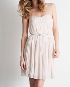 $198 Vestido French Connection Talla 8 Shelby Plisado Sin Tirantes en Cisne NUEVO - Imagen 1 de 9