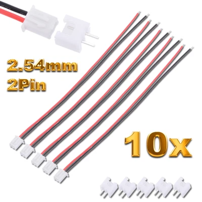 10 Set (20 Stück) 2Pin Mini JST XH 2.5mm 2.5 Stecker 15cm Kabel + Buchse JST-XH - Bild 1 von 4