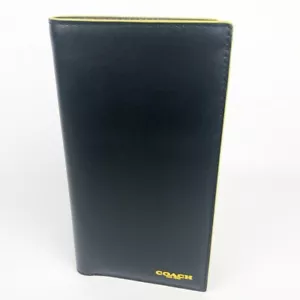 Authentische Coach F84742 schmale Passkarte Geldbörse Colorblock schwarz Banane $ 190 - Bild 1 von 8