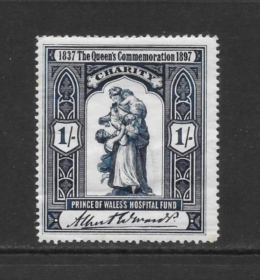 GRAN BRETAÑA 1897 1' ÍNDIGO PRÍNCIPE DE GALES FONDO HOSPITAL EDICIÓN CENICIENTA Foto 1 de 2