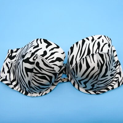 Top de biquíni Victorias Secret 38DD branco com estampa de zebra sem alças - Imagem 1 de 4
