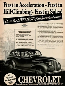 1939 Car Auto Chevrolet Chevy 30s Vintage Print Ad General Motors Sedan Coupe - Picture 1 of 9