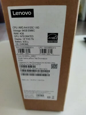 Lenovo 14e Chromebook 14" (AMD A4-9120C, 4GB RAM, 64GB eMMC) Notebook - Mineral… - Immagine 1 di 3