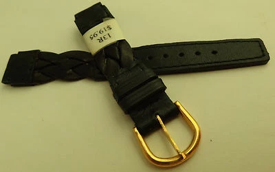 Nuevo reloj para mujer hecho en Francia negro trenzado tejido 13 mm hebilla tono dorado  Foto 1 de 4