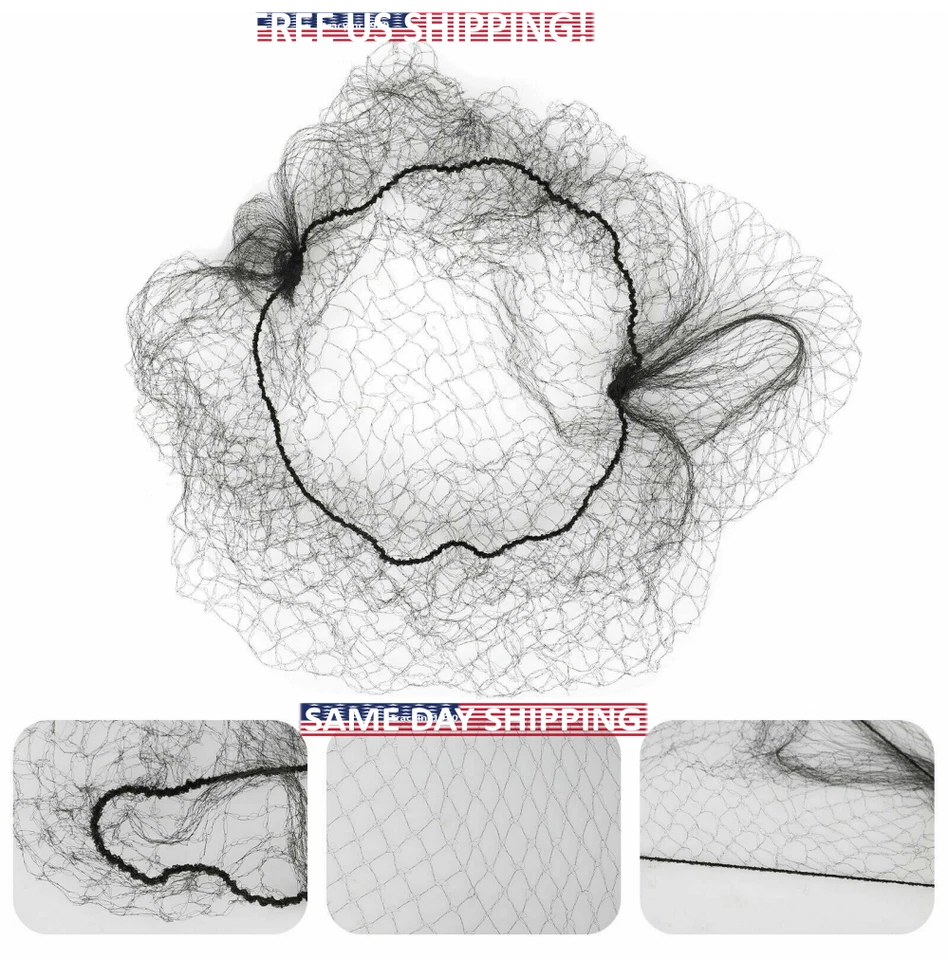 NEW Invisible 5+ BLACK Mesh Hair Nets Cover Elastic Edge FREE FAST US SHIPPNG - Image 1 of 4