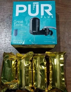 PUR PLUS Faucet Mount Filtration System W/ (4) Extraineral Core Filters  - Picture 1 of 3