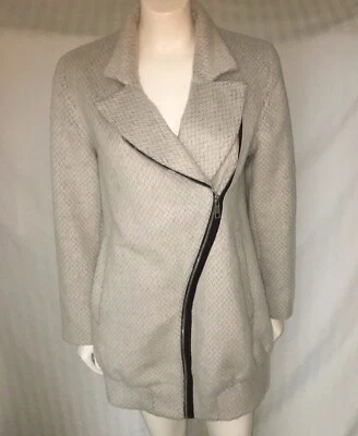 Abrigo para mujer Rachel Rachel Roy talla S gris asimétrico cremallera bolsillos delanteros Foto 1 de 4