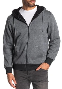 Heritage Report Collection Mens Lined Faux Shearling Hoodie X-Large Silver - NWT - Picture 1 of 3