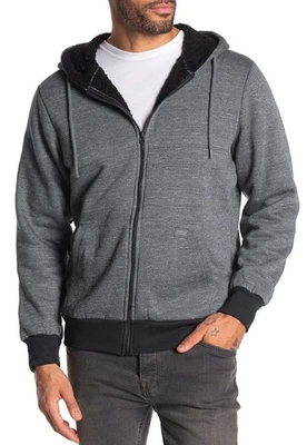 Heritage Report Collection Mens Lined Faux Shearling Hoodie X-Large Silver - NWT - Image 1 of 3