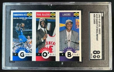 1996-97 Collector's Choice Kevin Garnett Kobe Bryant RC #M139/M158/M129 SGC 8 - Image 1 of 2