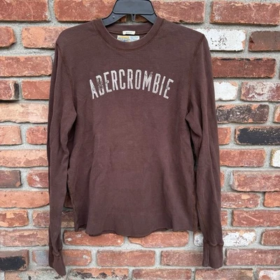 Camisa Térmica De Colección Abercrombie and Fitch Para Hombre Talla M Marrón Muscular Waffle Y2K Foto 1 de 4