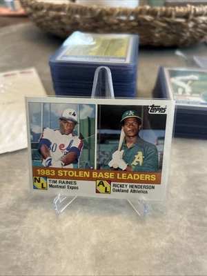1984 Topps - League Leaders Rickey Henderson, Tim Raines #134 - Image 1 of 2
