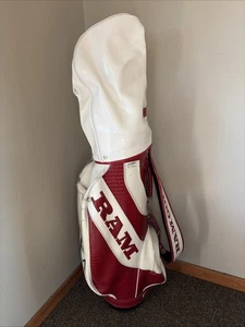 Vintage RAM FX GOLF Staff Ledertasche Tragegurt Teiler mit Abdeckung Reißverschlüsse rot - Bild 1 von 24