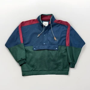 Vintage 90s Bugle Boy Fishing Color Block Fleece 1/2 Zip Jacket Sz Large - Picture 1 of 9
