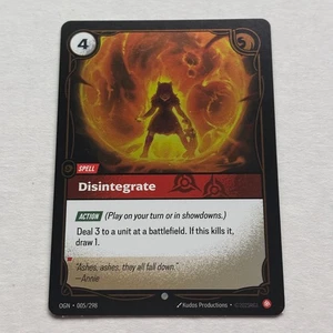Lámina común Disintegrate 005/298 Riftbound League of Legends Origins casi nueva - Imagen 1 de 2