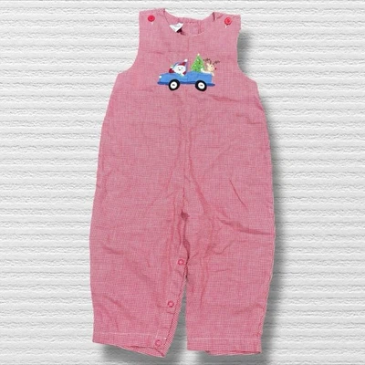 Kelly’s Kids Santa Reindeer Truck Longall 24M Red Gingham Jon Jon Xmas - Image 1 of 4