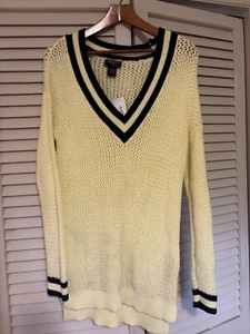 Hooked Up Damenpullover Large zitronengelb adrett V-Ausschnitt Tennisstil neu mit Etikett - Bild 1 von 6