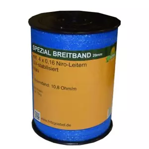 200m Weidezaun Spezial-Breitband 20mm 4x0,16 Niro Elektroband blau Pferdezaun - Bild 1 von 1