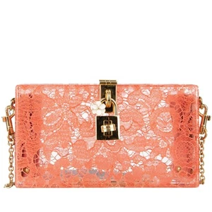 DOLCE & GABBANA Taormina Lace Plexi Clutch Bag DOLCE BOX Peony Pink 09929 - Picture 1 of 7