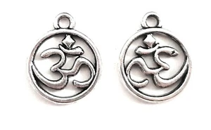 30 Antique Silver Ohm Yoga Chakra Charms Pendants for Jewelry Making *US Seller* - Picture 1 of 7