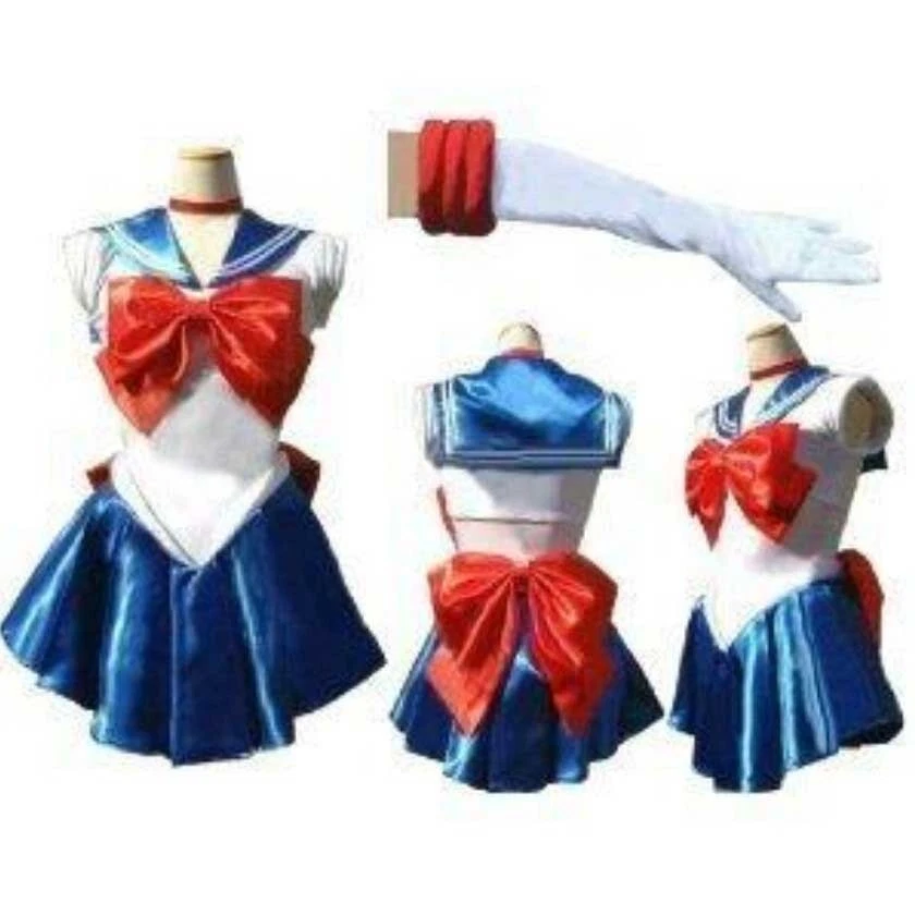 Sailor Moon Cosplay Uniform Fancy Dress + Gloves Navy Sailormoon Costume XL size - Image 1 of 1