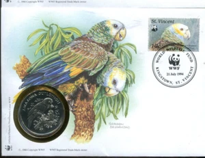 St. Vincent- Beleg aus 1994 mit Medaillie WWF ( 29156 ) - Picture 1 of 1