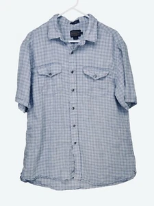 Pendleton Malone LINEN Shirt Men L Plaid Beach Resort Lightweight Short Sleeve - Picture 1 of 9
