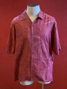 Tommy Bahama Men's Large 100% Silk Red Hawaiian Short Sleeve Casual Shirt - Picture 1 of 7