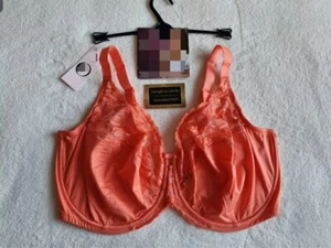 NEW EX M*S DD+ FLEUR LACE FULL CUP WITH NON SLIP STRAPS SIZE 34H in ORANGE - Picture 1 of 5