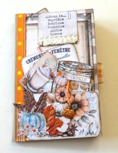 Handmade Autumn Fall Journal Folio Loaded w/ Extras Tags Cards Hidden Paper Clip - Picture 1 of 15