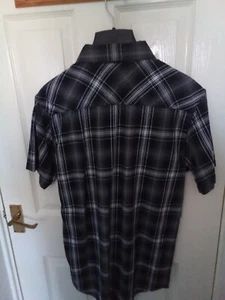 harley davidson mens backing it short sleeve shirt black plaid small rrp £64.75 - Picture 1 of 3