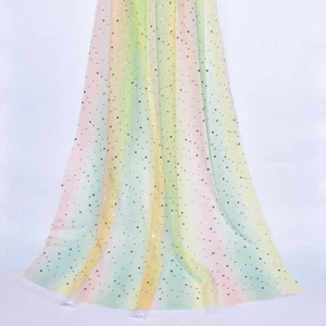 145x100cm Stars Print Sequins Shiny Star Moon Mesh Tulle Fabric Wedding Dress - Picture 1 of 18