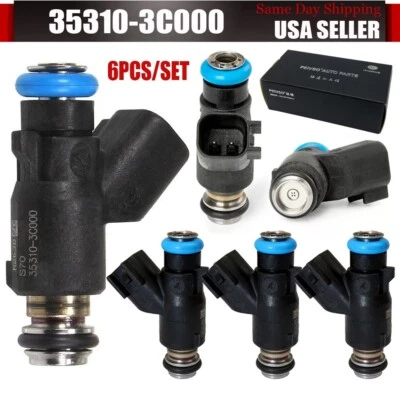 Juego de 6 inyectores de combustible para Hyundai Sonata Azera Santa Fe y Kia Sorento Sedona Foto 1 de 4