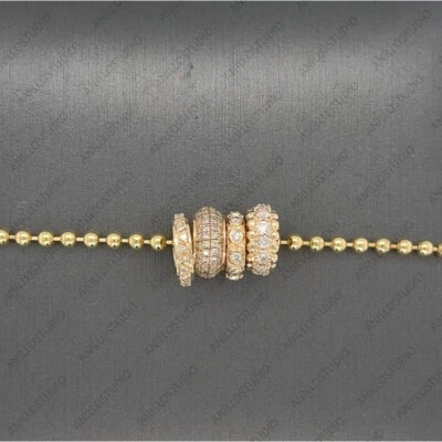 Dijes redondeados de oro macizo de 14 k con textura con cuentas de diamantes naturales para collar Foto 1 de 4