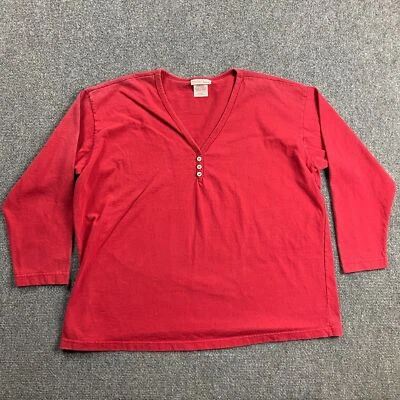 Vintage Anchor Blue Top Women's One Size Fits All Red ONFA Henley Distressed USA - Image 1 of 4