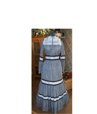 Vestido de diseñador Neiman Marcus Victoriano Pradera Años 70 Vestido Falda Sombrero Disfraz Foto 1 de 4