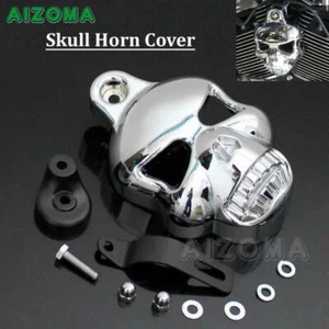 Aluminum Skull Horn Cover w/ Hardware For Harley Big Twins V-ROD Motorcycle - Picture 1 of 12