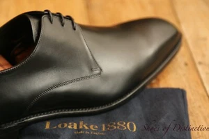 Loake 1880 Cornwall Black Leather Derby Shoes Mens UK 11 E US 12 EU 45 NEW - Picture 1 of 13